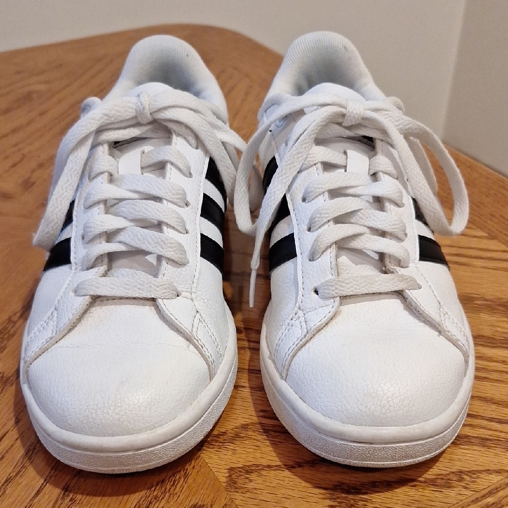 Adidas White and Black Striped Cloudfoam Sneakers - Picture 7 of 12